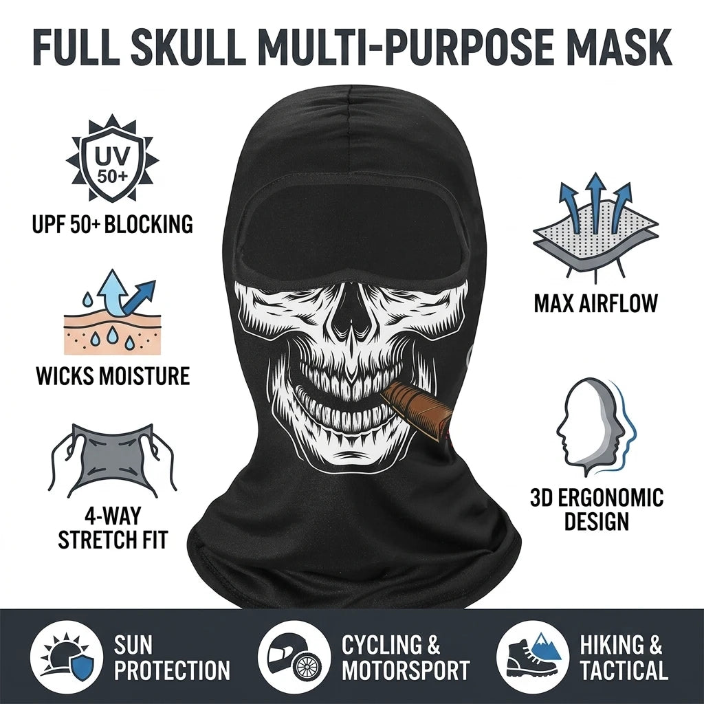 UPF50+ Sun Protect Mask for Cycling Fishing Outdoor Activities Unisex Comfortable Polyester Spandex Blend Peaceful Pleasures Health and Wellness