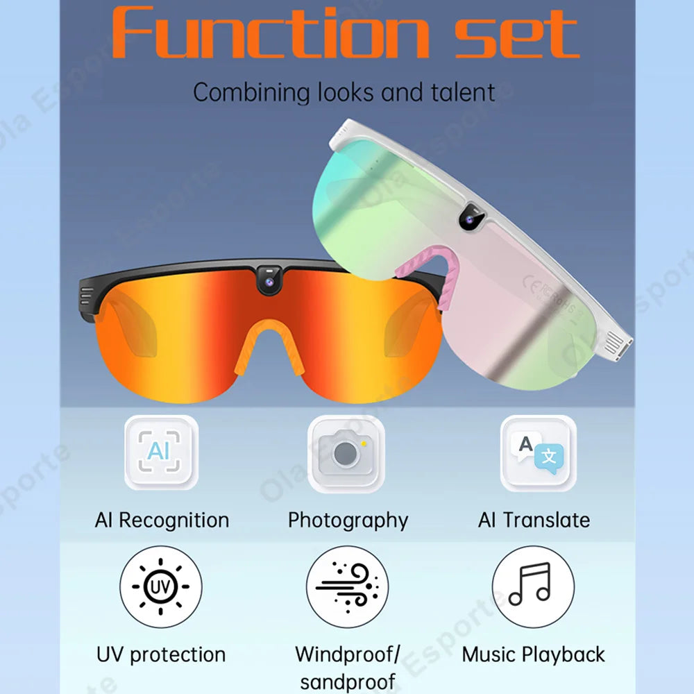 AI Smart Cycling Glasses Men 800W Camera Video with Translation Sunglasses Call Music 4K HD Color Change Sports Glasses 2026 New Peaceful Pleasures Health and Wellness