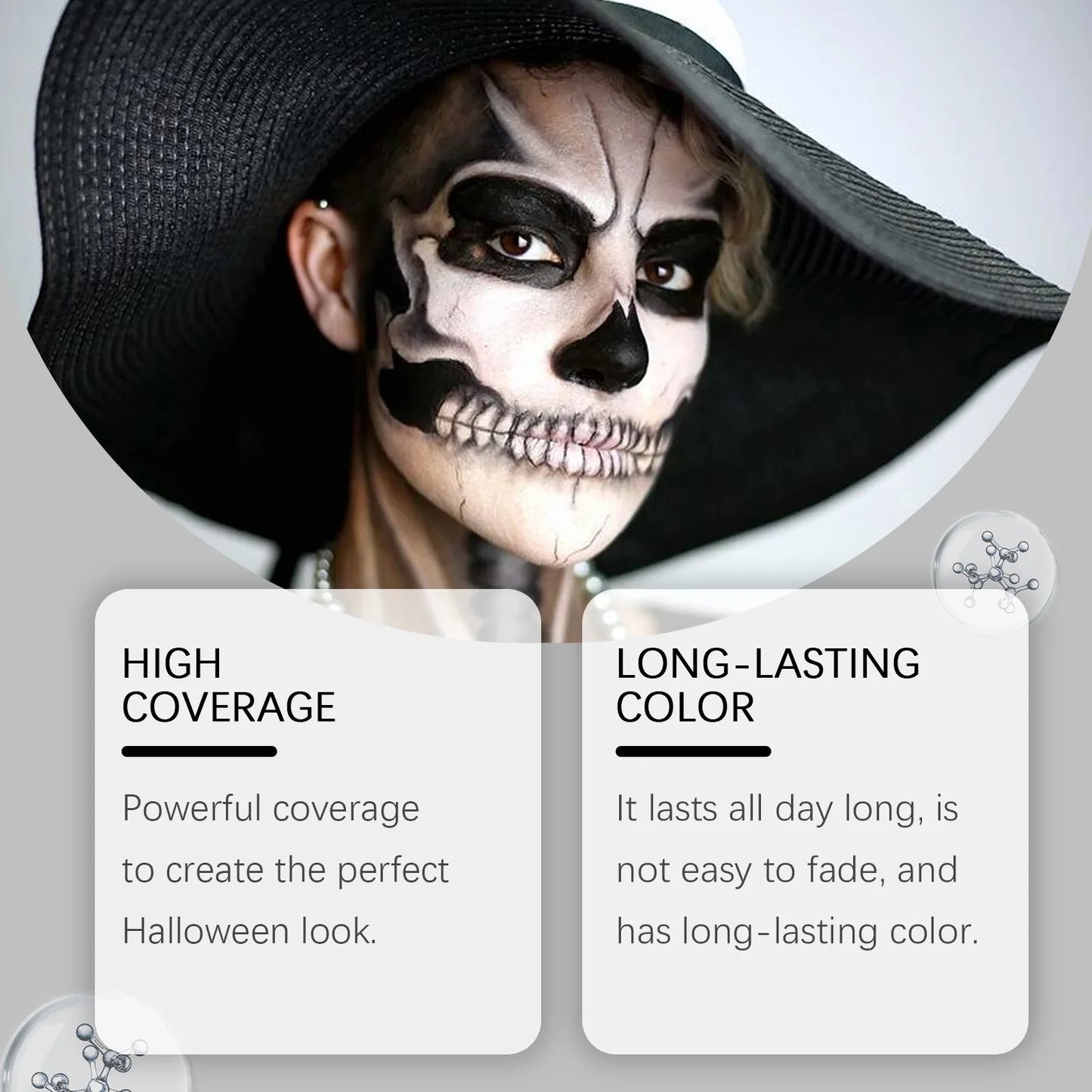 Halloween Liquid Face & Body Paint Black White 120ml | Eelhope