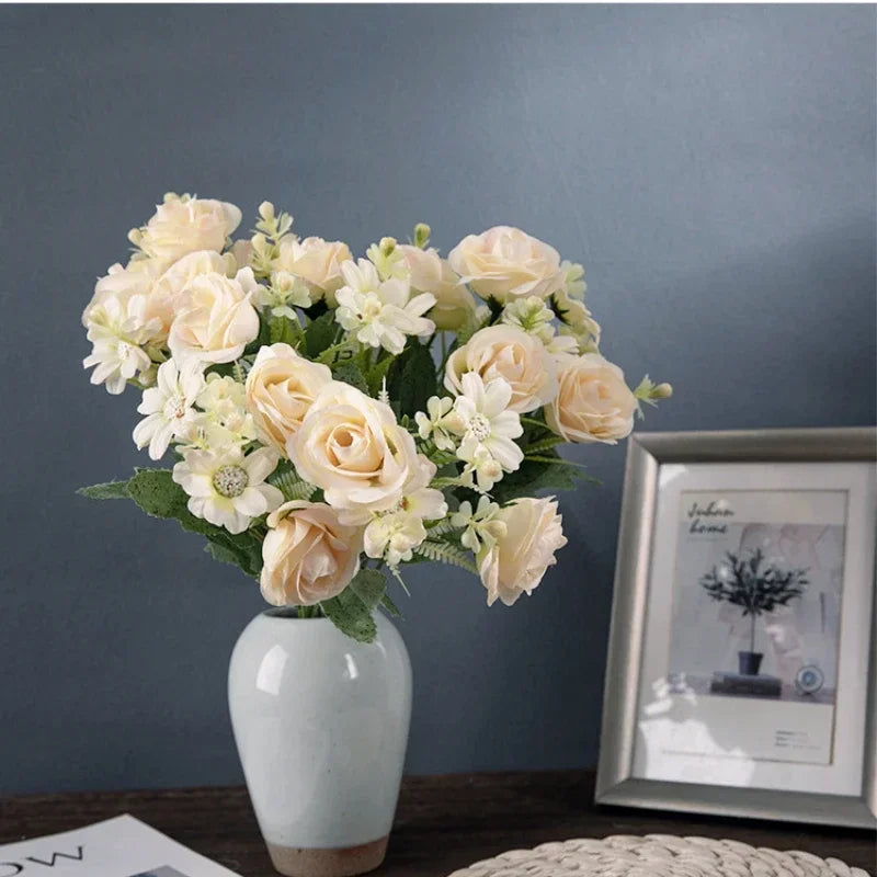 Silk Rose Artificial Flower Bouquet | Wedding & Home Decor