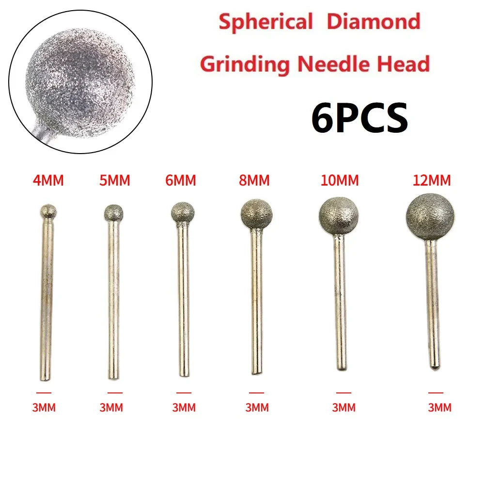 6-Piece Round Ball Burr Set 4–12mm | Abrasive Mounted Points