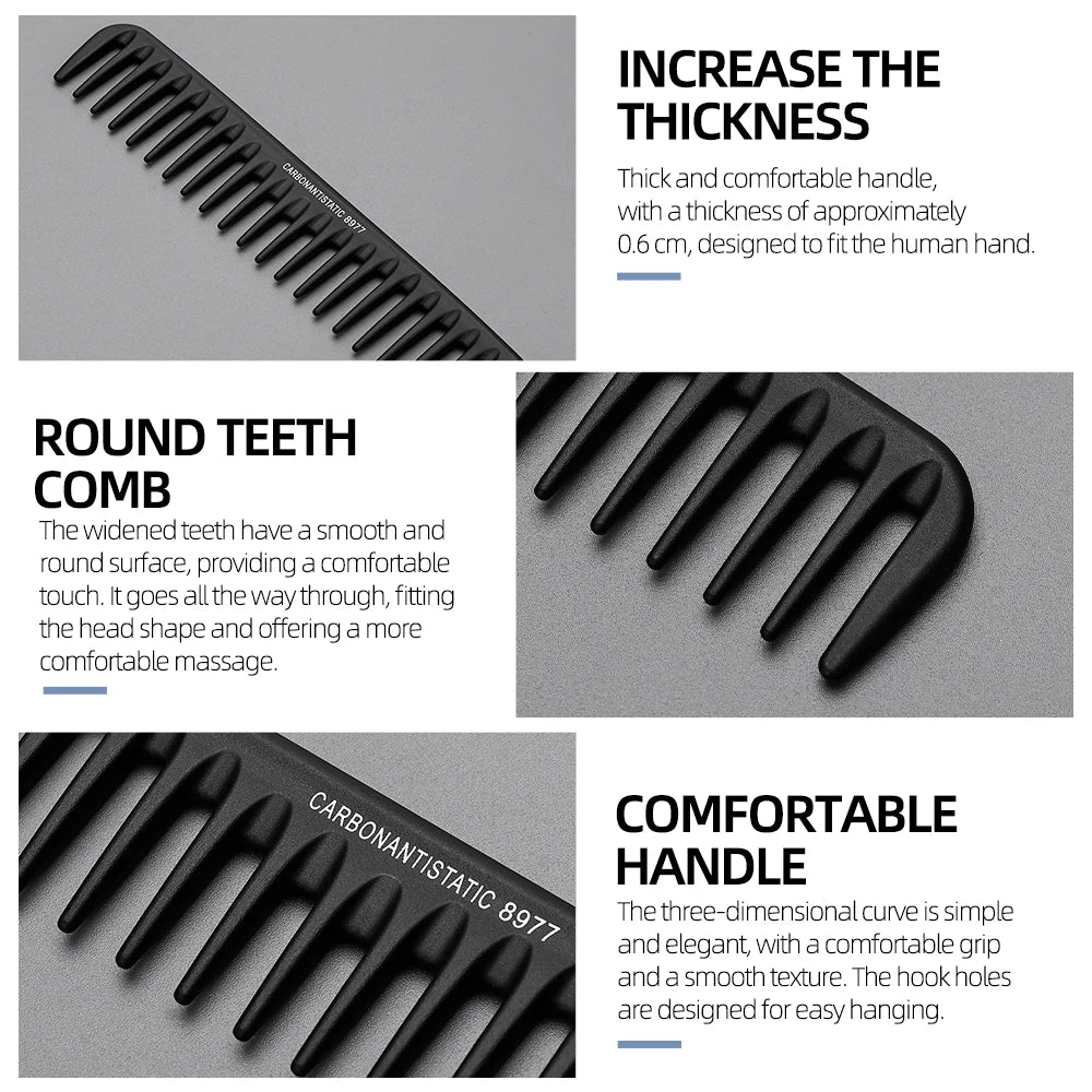 Salon-Grade Carbon Antistatic Comb Styling Tool For Zero-Frizz Straight & Curly Hair, Heat-Resistant, Lightweight, Gift Ready Peaceful Pleasures Health and Wellness