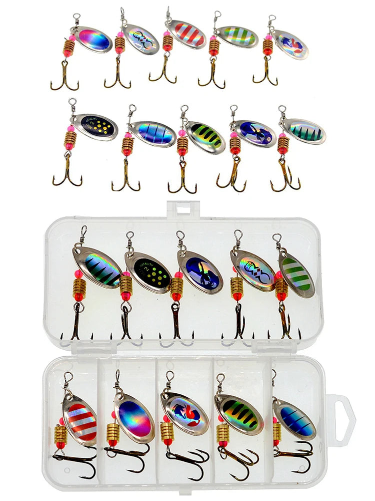 10pcs/1Set Metal Spoon Spinner Fishing Lure Spoonbait Crankbaits Wobblers Bait For Bass Pike Crochet Freshwater Fishing Peaceful Pleasures Health and Wellness