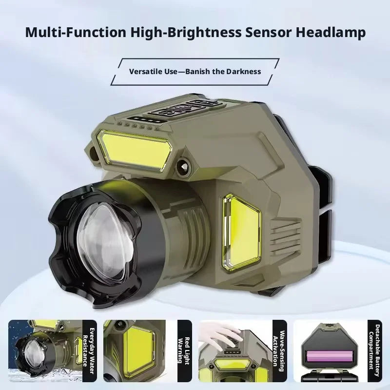 SHINEKNOT LED Headlamp – COB, Induction & Waterproof Camping