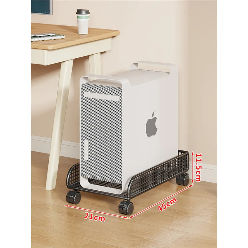 Versatile Sturdy Heavy Duty Mobile Rolling Computer Tower Stand with Wheels Double Layer Shelf for Home Office Desk Peaceful Pleasures Health and Wellness 1 Layer Black M