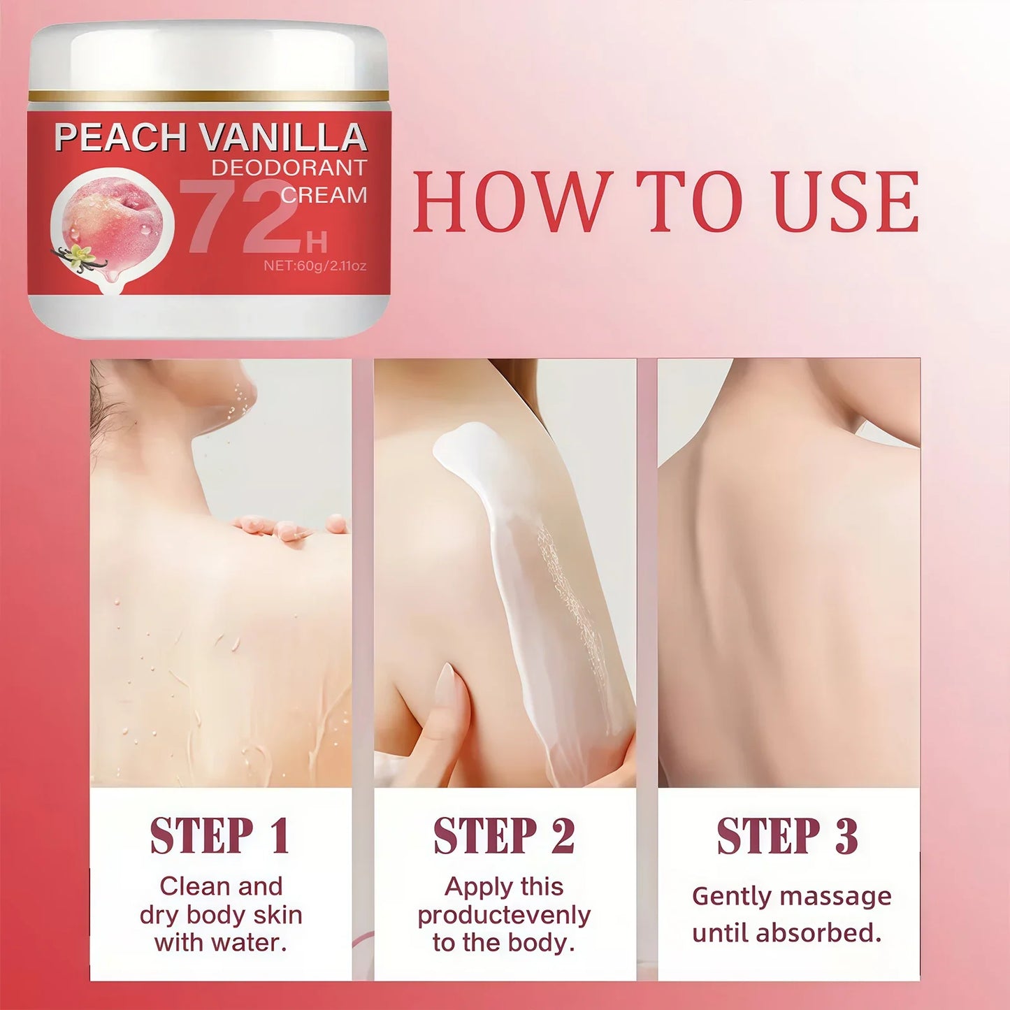 Peach Underarm Deodorant Cream – 72-Hour Freshness for Women