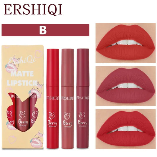 3-Piece Velvet Matte Lip Glaze Set – Waterproof Nude Lip Gloss Matte Lip Gloss Set Oasis Select
