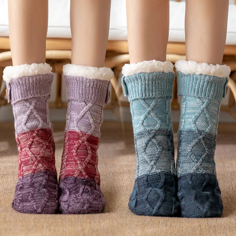 1 Pair Autumn And Winter Plush Floor Socks, Indoor Anti Slip Thick Warm Foot Socks, Family Bedroom Slippers And Sleeping Socks Peaceful Pleasures Health and Wellness