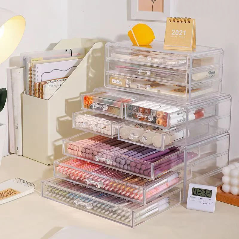 Clear Stackable Desk Organizer with Drawers – Makeup & Office Supply Storage Box Peaceful Pleasures Health and Wellness