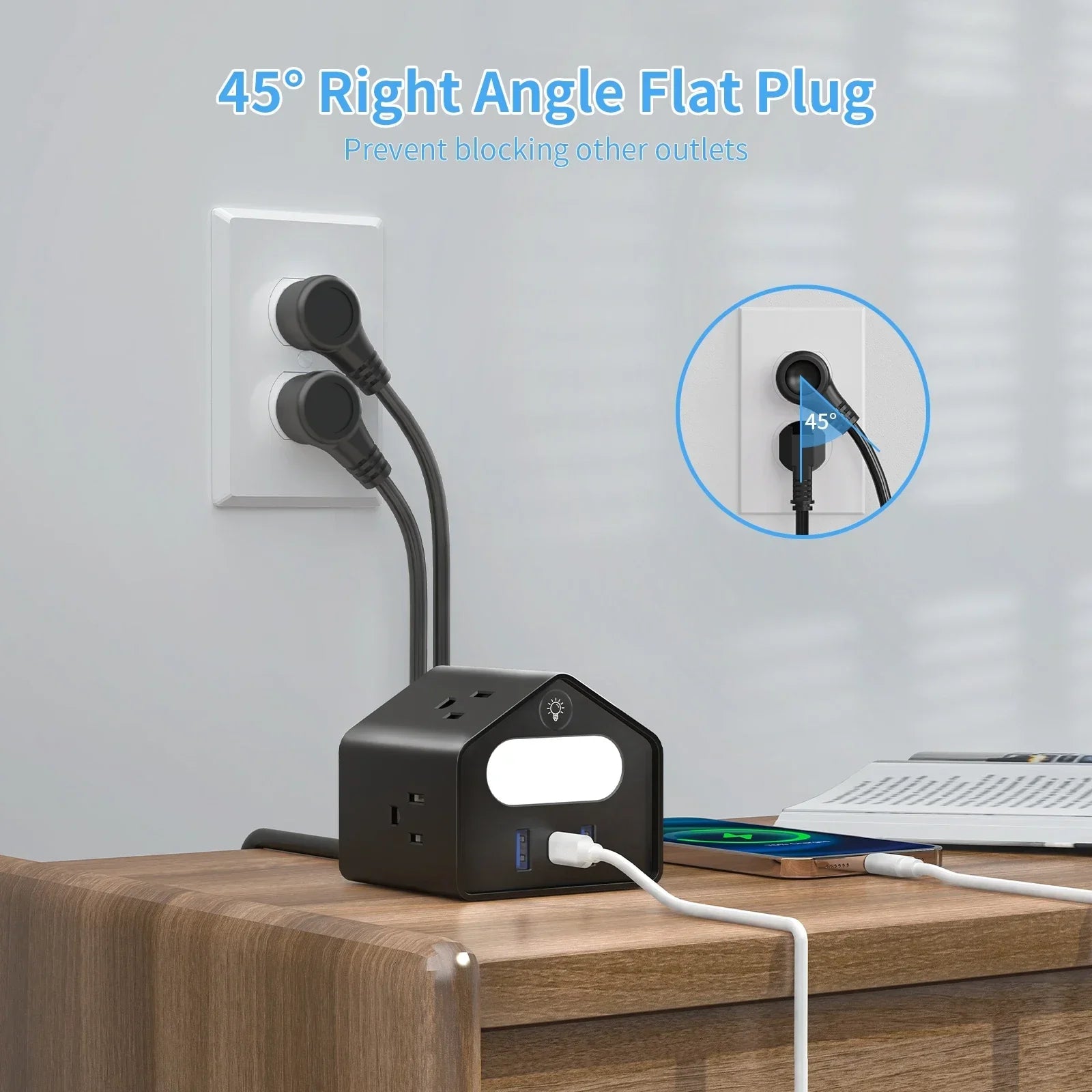 US Standard Mini Socket with PD18W Fast Charging & 2M Cord Peaceful Pleasures Health and Wellness