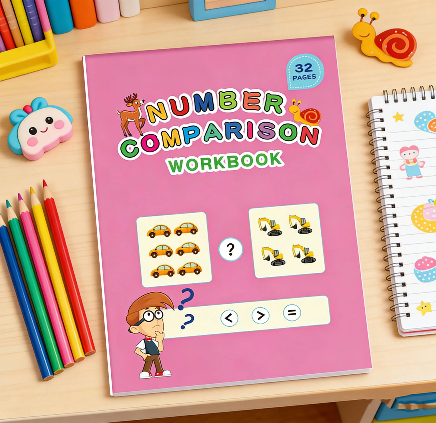 32 Pages Number Comparison Workbook Kids Math Counting Activity Book