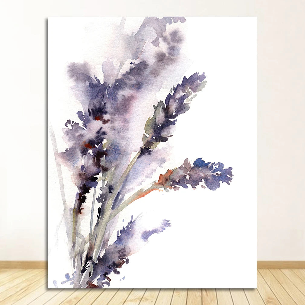 and Lilac Prints Flowers Painting Wall Art Canvas Painting Room Home Decor Unframed Abstract Botanical Purple Lavender Peaceful Pleasures Health and Wellness 2005-01 50x70cm Unframed