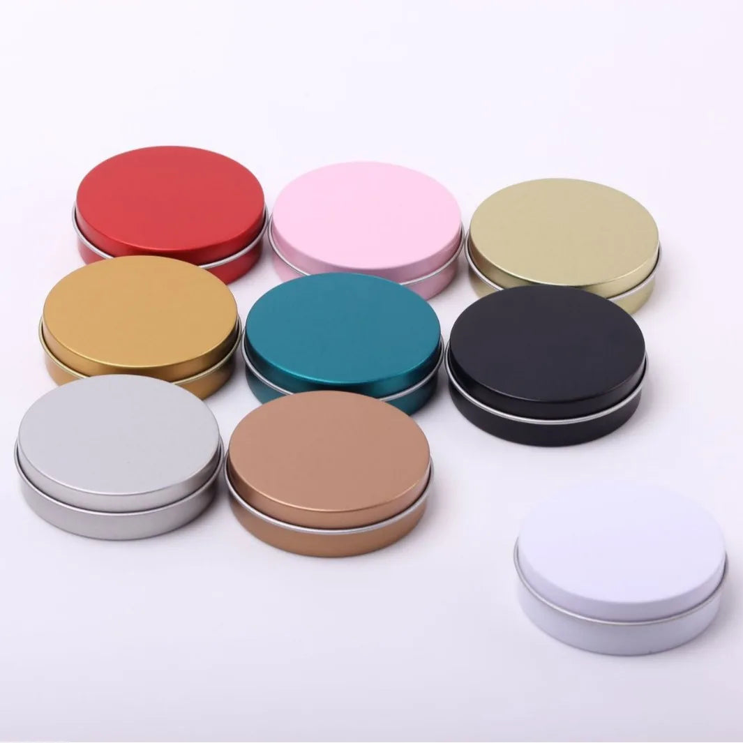 Round Tin Box – Refillable Metal Storage Jar for DIY & Travel