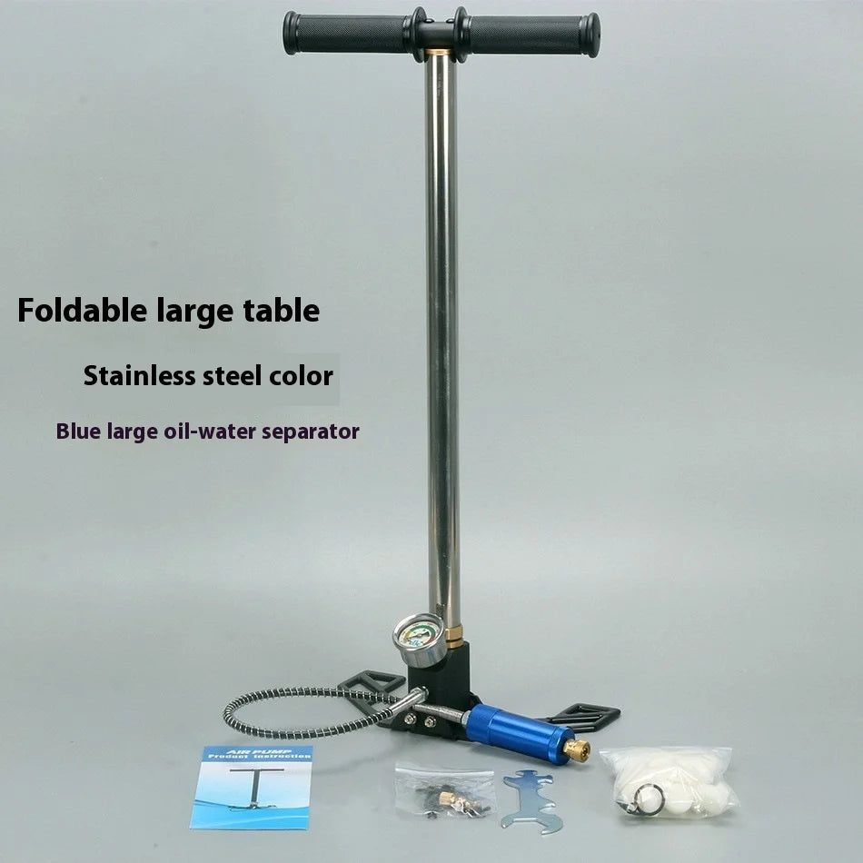 300bar 30mpa 4500psi 3 Stage Hand Operated PCP Pump For Pcp Rifles Air Paintball High Pressure Compressor Car Bicycle Hunting Peaceful Pleasures Health and Wellness Stainless steel 2 CN