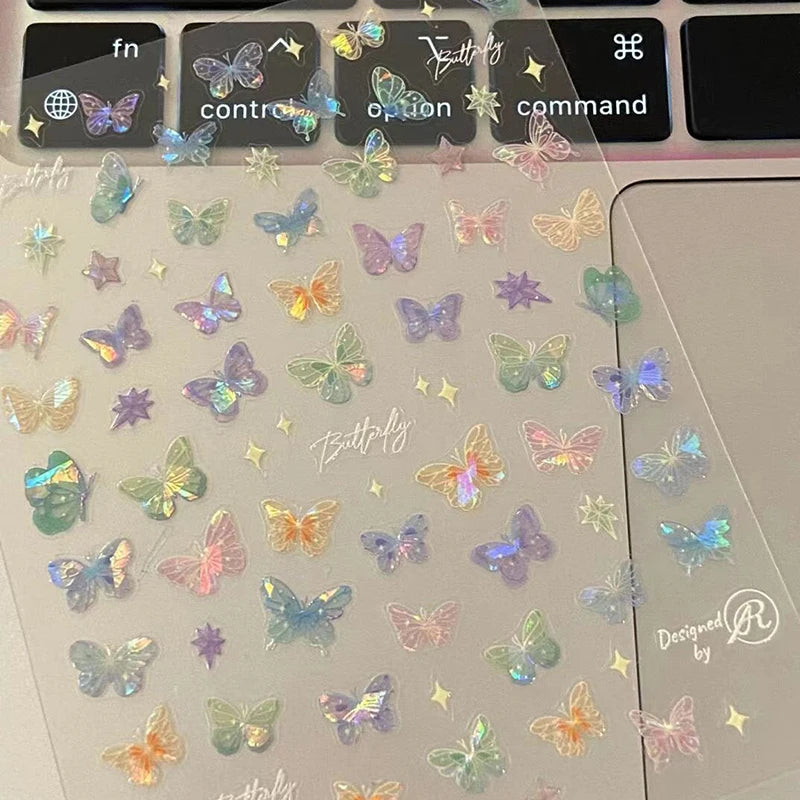 Butterfly Laser Nail Art Stickers – Embossed Fairy Design