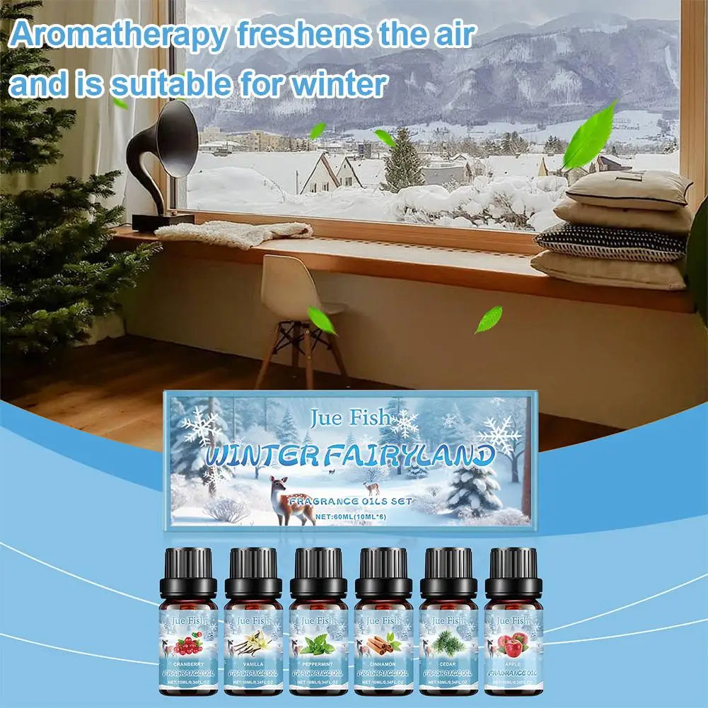 6-Piece Winter Essential Oil Set for Diffuser & Humidifier Essential Oil Gift Set Peaceful Pleasures Health and Wellness