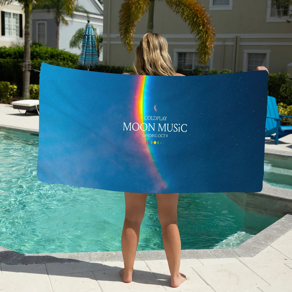 Coldplay Moon Music Quick-Dry Beach Towel | Sports & Travel Printed Beach Towel Peaceful Pleasures Health and Wellness