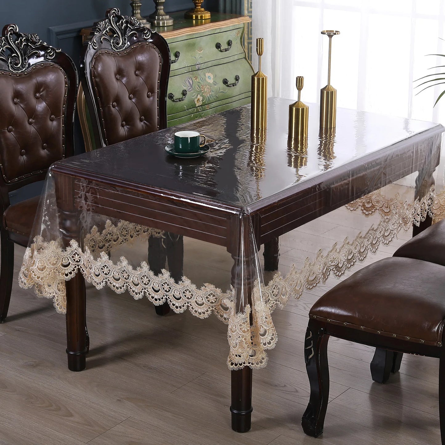 BATTILO Clear PVC Waterproof Tablecloth | Vinyl Lace Cover