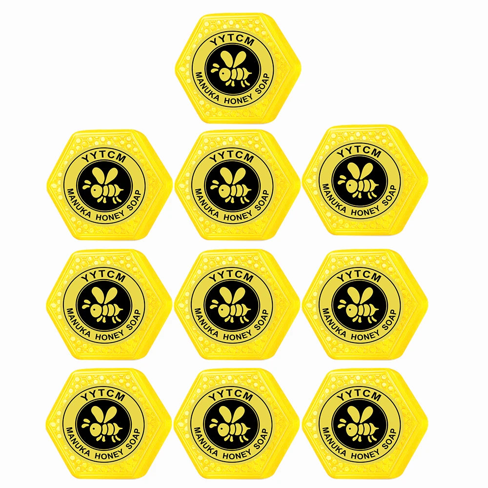 Manuka Honey Soap, Moisturizing and Hydrating Handmade Bath Soap, Cleansing Face, Body and Hand Soap 65g (2.29oz) Peaceful Pleasures Health and Wellness 10 Pcs 65g