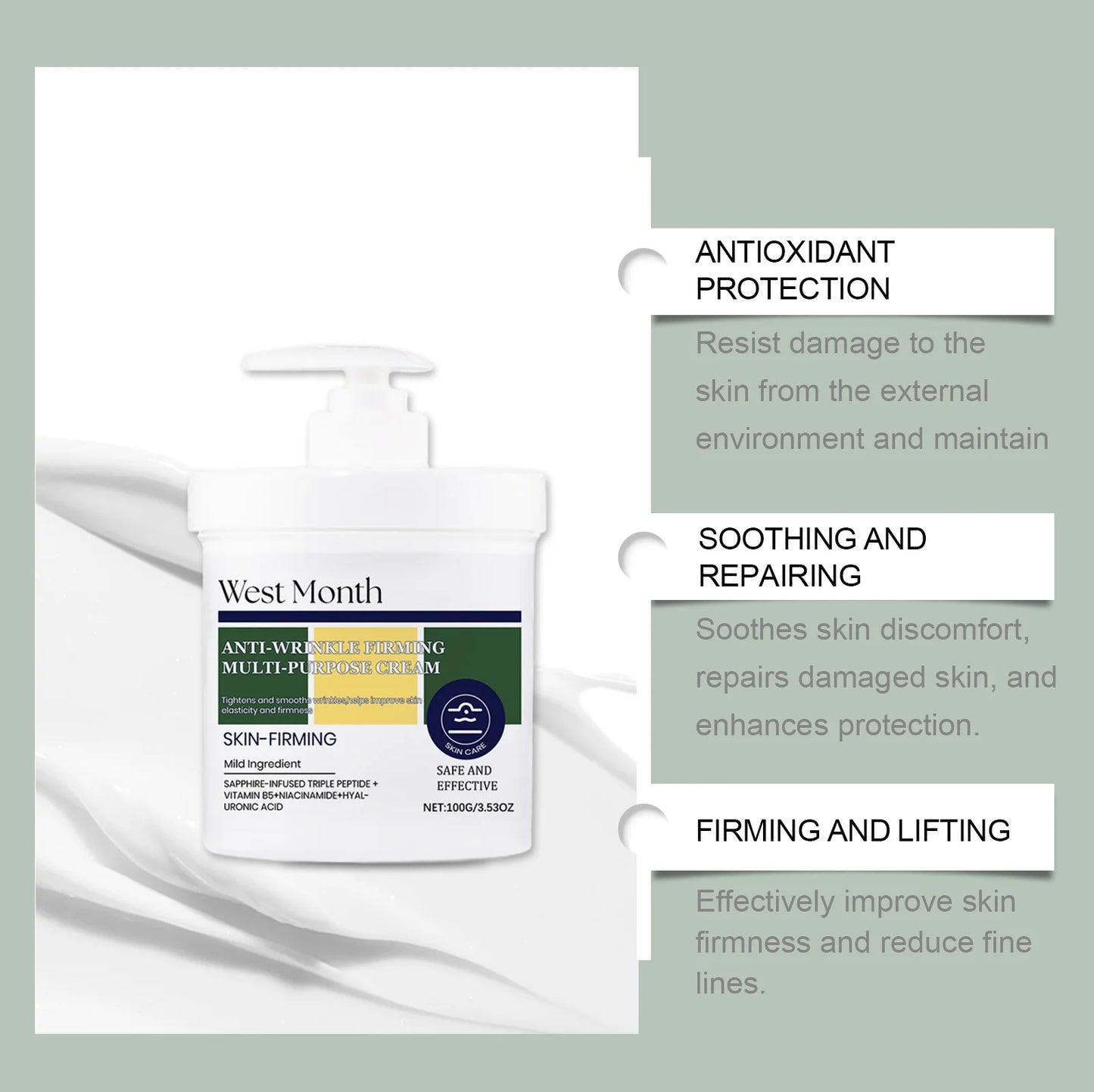 West Month Firming Face Cream | Anti-Wrinkle Moisturizer 100g
