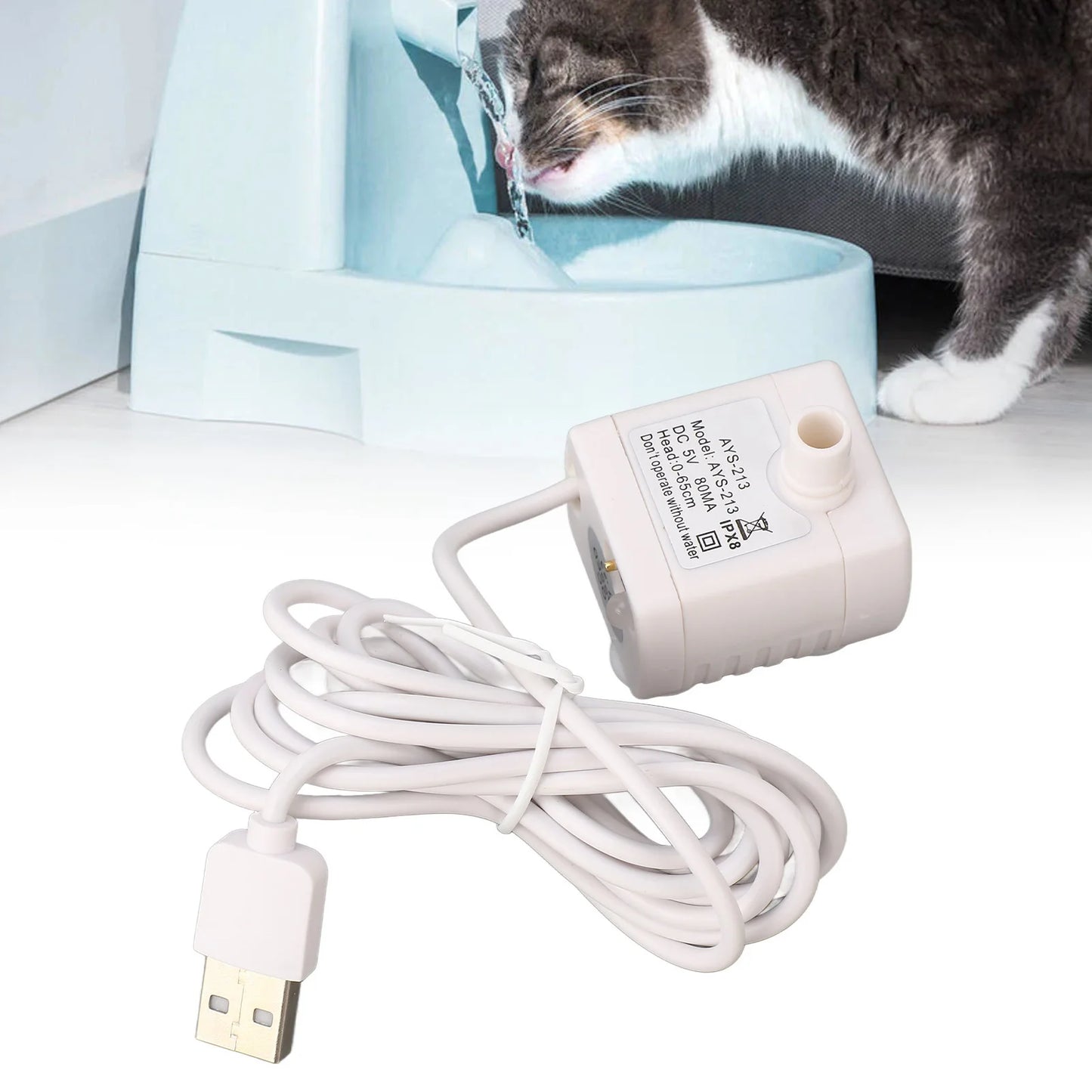 Pet Water Fountain Pump 5V USB Powered Removable Adjustable DC Brushless Motor Cat Fountain for Replacement Peaceful Pleasures Health and Wellness