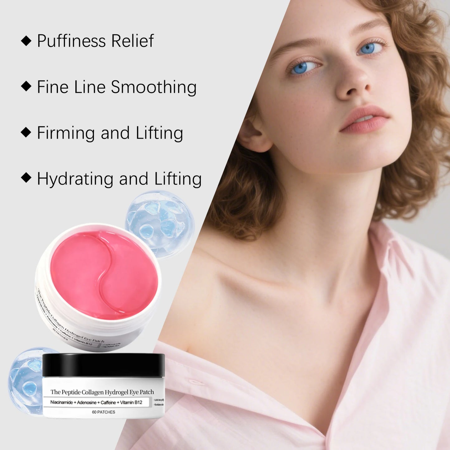 Peptide Collagen Hydrogel Eye Patches – Anti-Aging 60 Pack