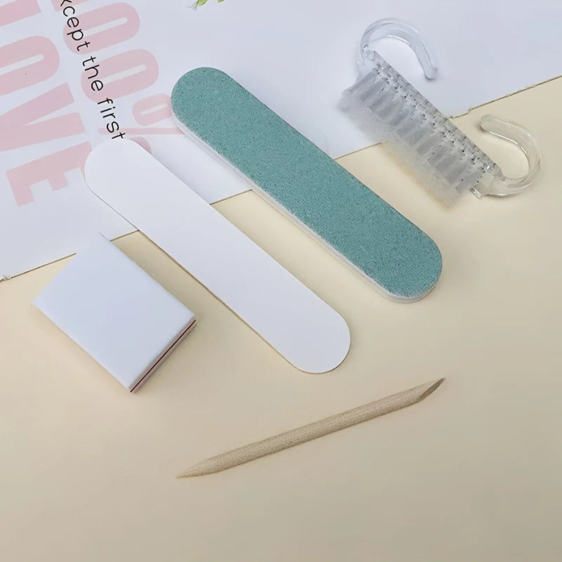 5pcs Mini Nail Files Disposable Wood Sticks Manicure Tools Portable Cleaning Kit For Nail Art Care DIY Home Use Peaceful Pleasures Health and Wellness one size White