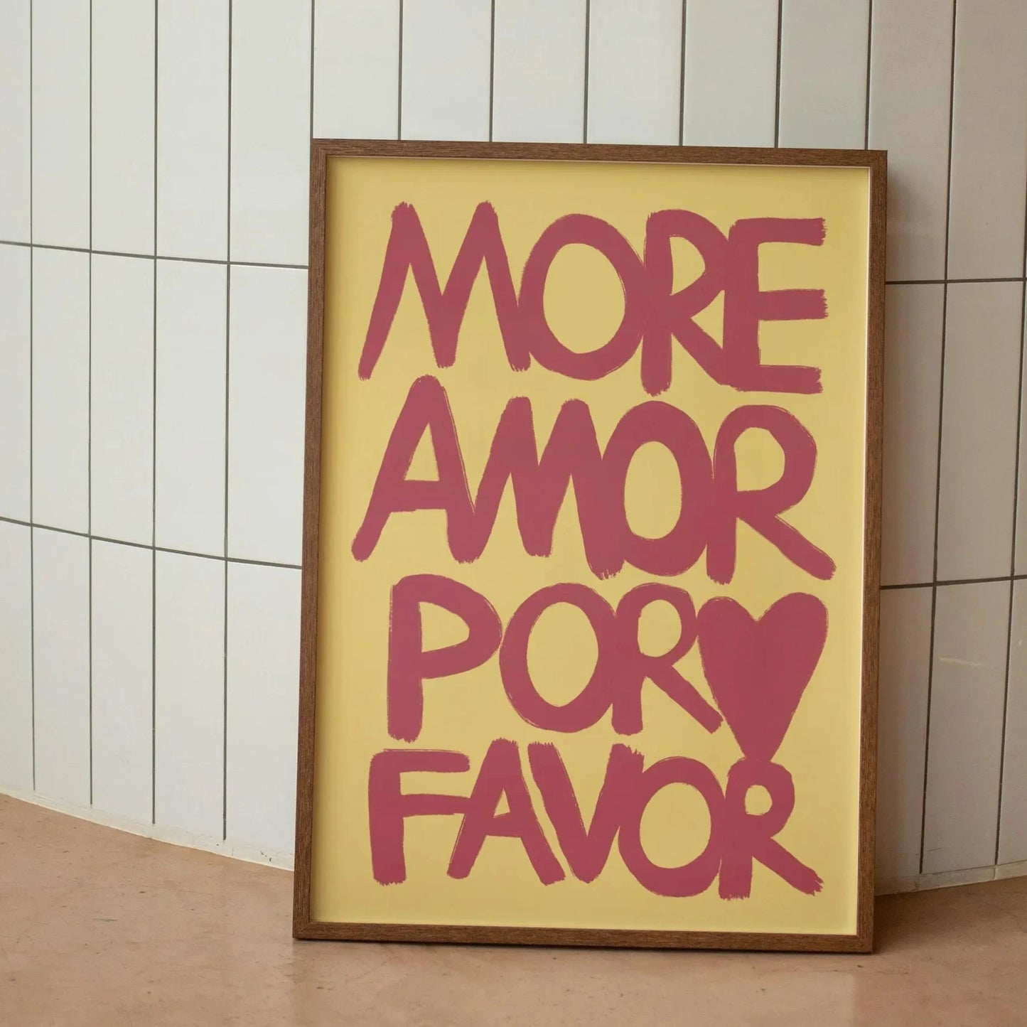 Más Amor Por Favor Love Quote Canvas Wall Art | Pink Blue