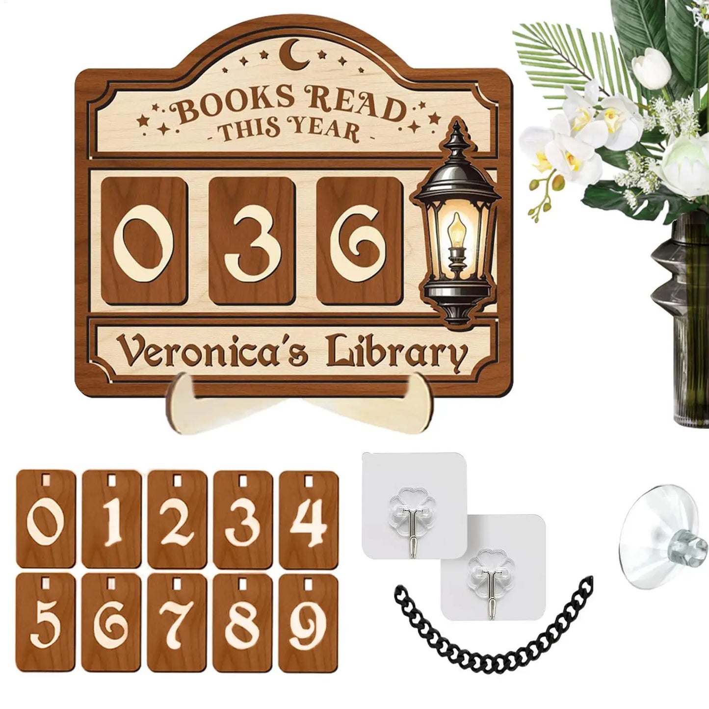 Wall Mount Book Counter Sign – Track Up to 999 Books Read