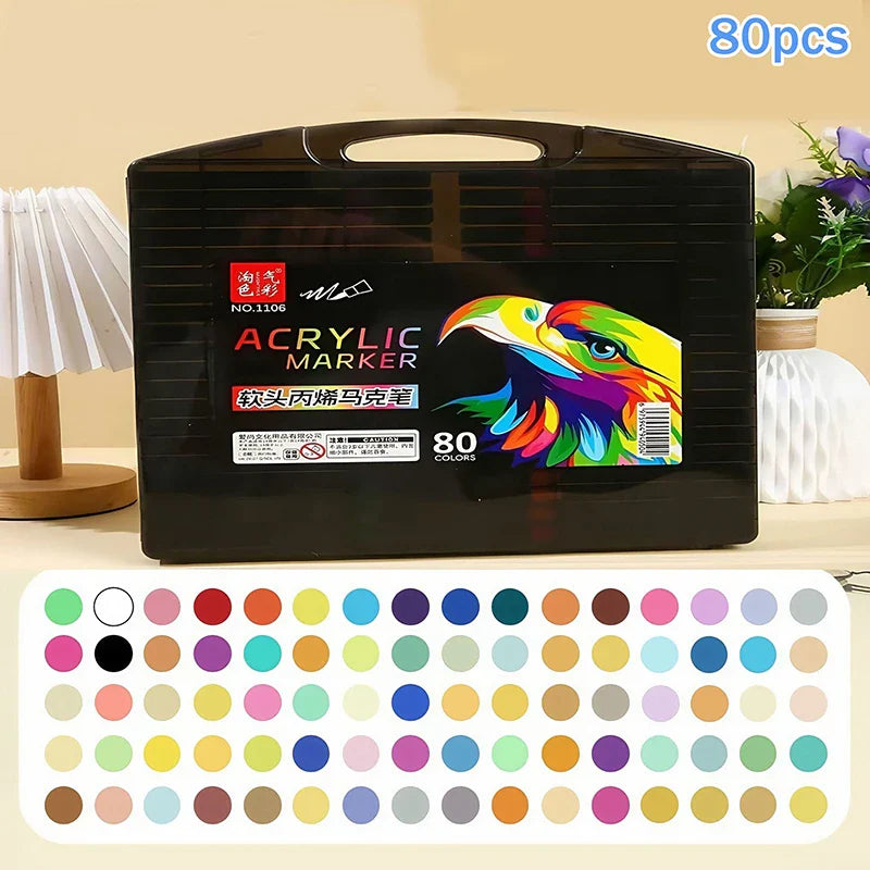 Acrylic Marker Pens 12–80 Colors | Waterproof Opaque Art Set