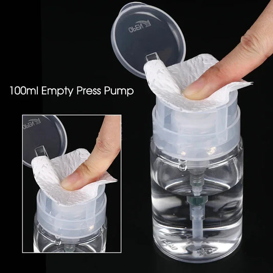 MDUG 100ml Refillable Press Pump Bottle | Nail Polish Remover Nail Dispenser Bottle Peaceful Pleasures Health and Wellness