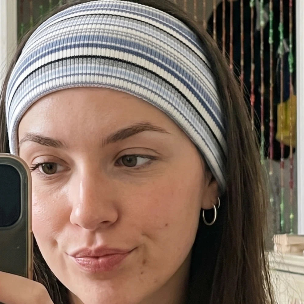 Wide Elastic Striped Headband | Non-Slip Yoga & Sports Hairband Sports Headband Peaceful Pleasures Health and Wellness