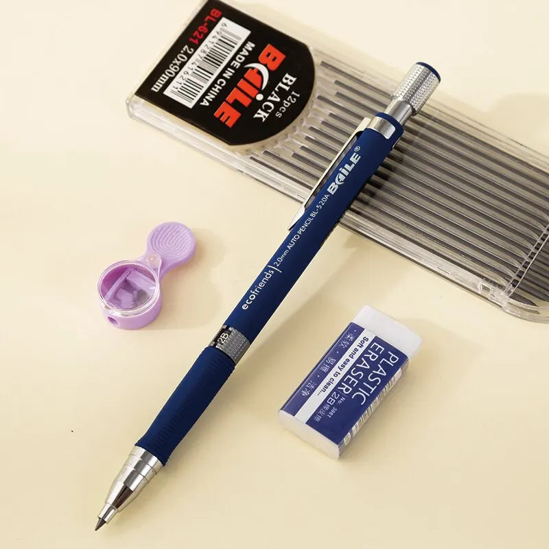2.0mm Mechanical Pencil Set 2B Automatic Pencils With Black Lead Refills For Writing Peaceful Pleasures Health and Wellness