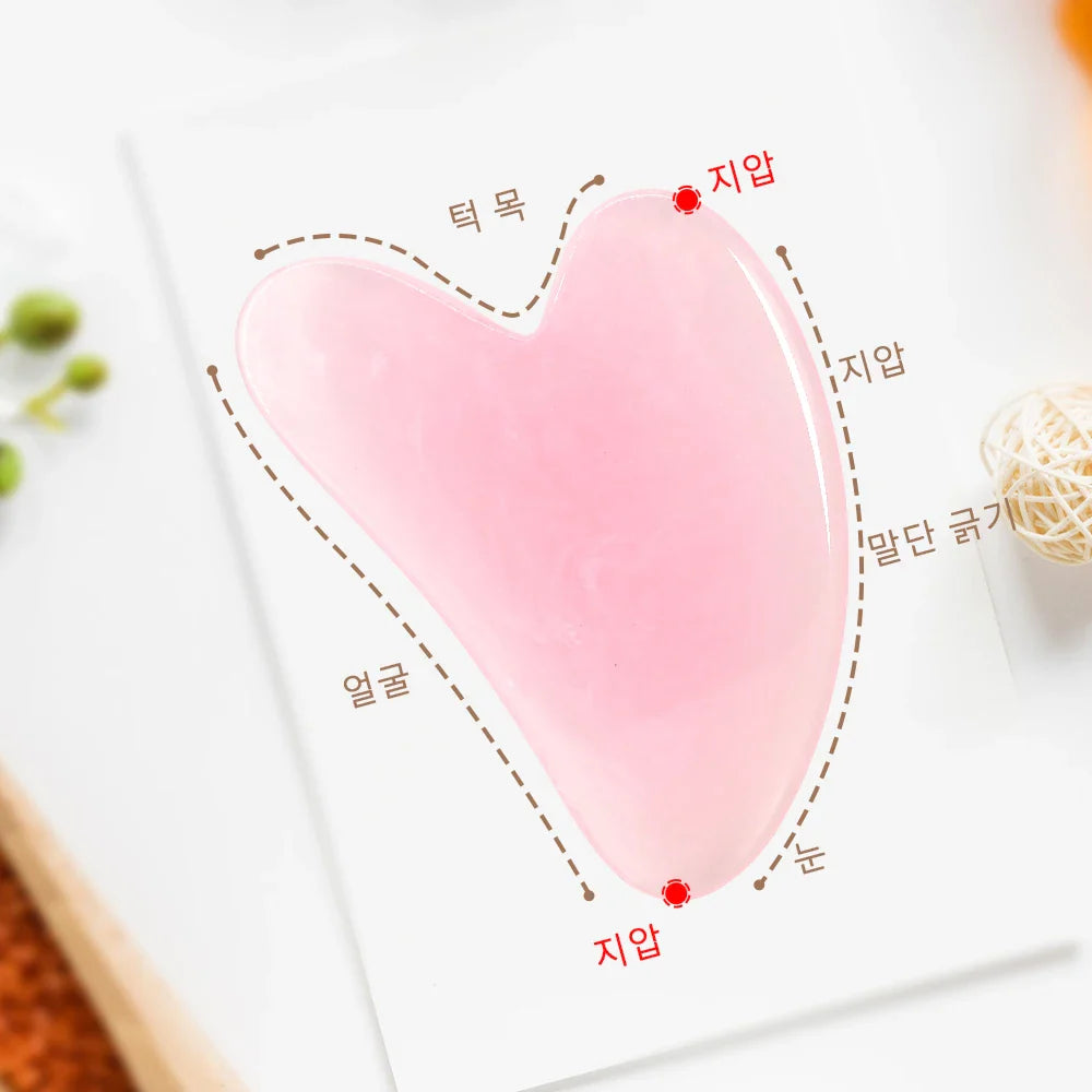 Natural Rose Quartz Gua Sha Facial Massage Tool