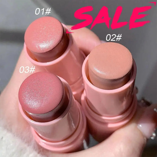 3in1 Monochrome Blusher Cheek Lip Tinted Durable Matte Natural Rouge Powder Blusher Stick Cream Matte Contour Makeup Cosmetices Peaceful Pleasures Health and Wellness