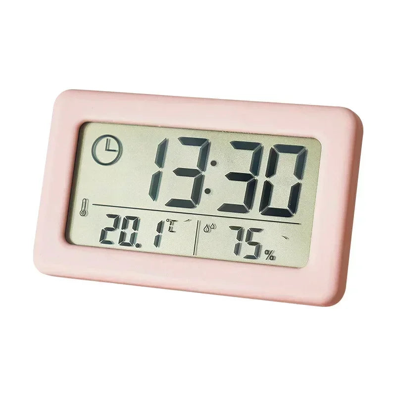 12/24 Hours Wall Clock Thermometer Digital Table Clock Hygrometer Electronic Product Desk Watches Decorate Mini Electronics Home Peaceful Pleasures Health and Wellness pink