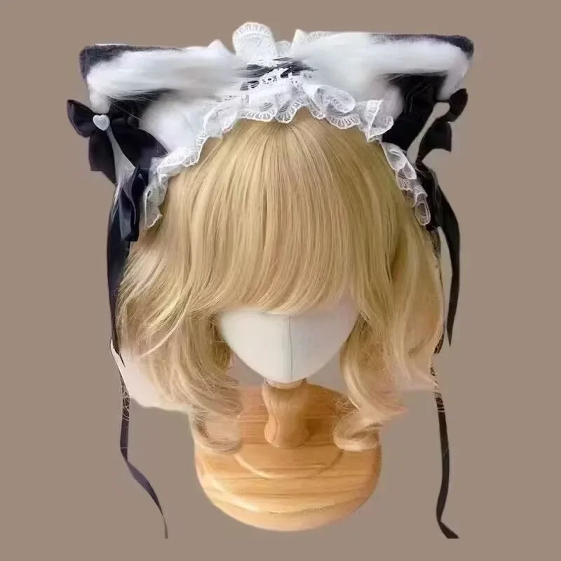 Fashionable Cute and Versatile Sweet Lolita Cat Ear Headband Bow Hair Clip KC Headband Animal Ear Headband Lolita Ear Hair Clip Peaceful Pleasures Health and Wellness