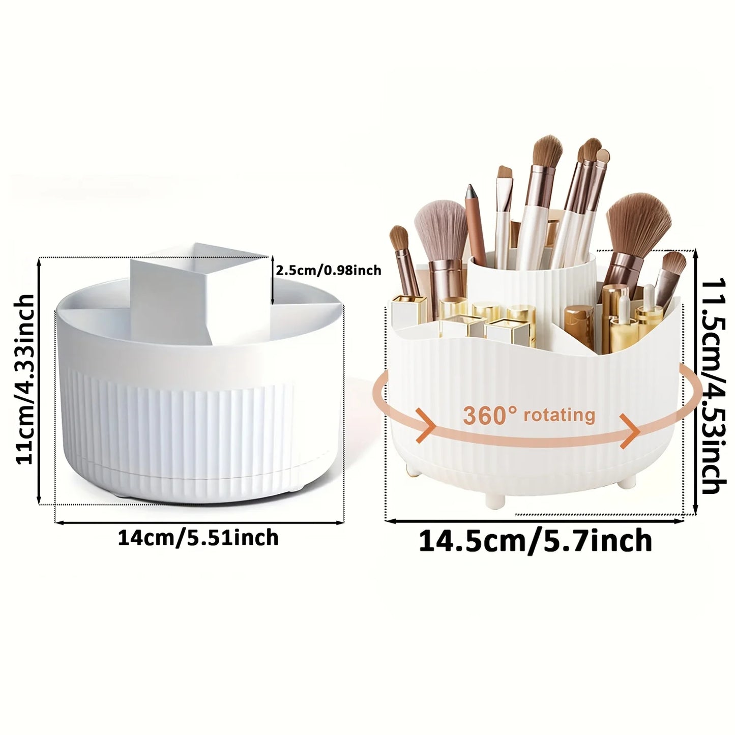 360° Rotating Makeup Brush Holder – 5-Slot Cosmetic Organizer