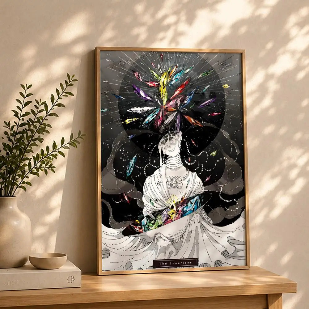 Land of the Lustrous Anime Poster – HD Self-Adhesive Wall Art Anime Wall Poster Peaceful Pleasures Health and Wellness White12 40X50cmNoframe