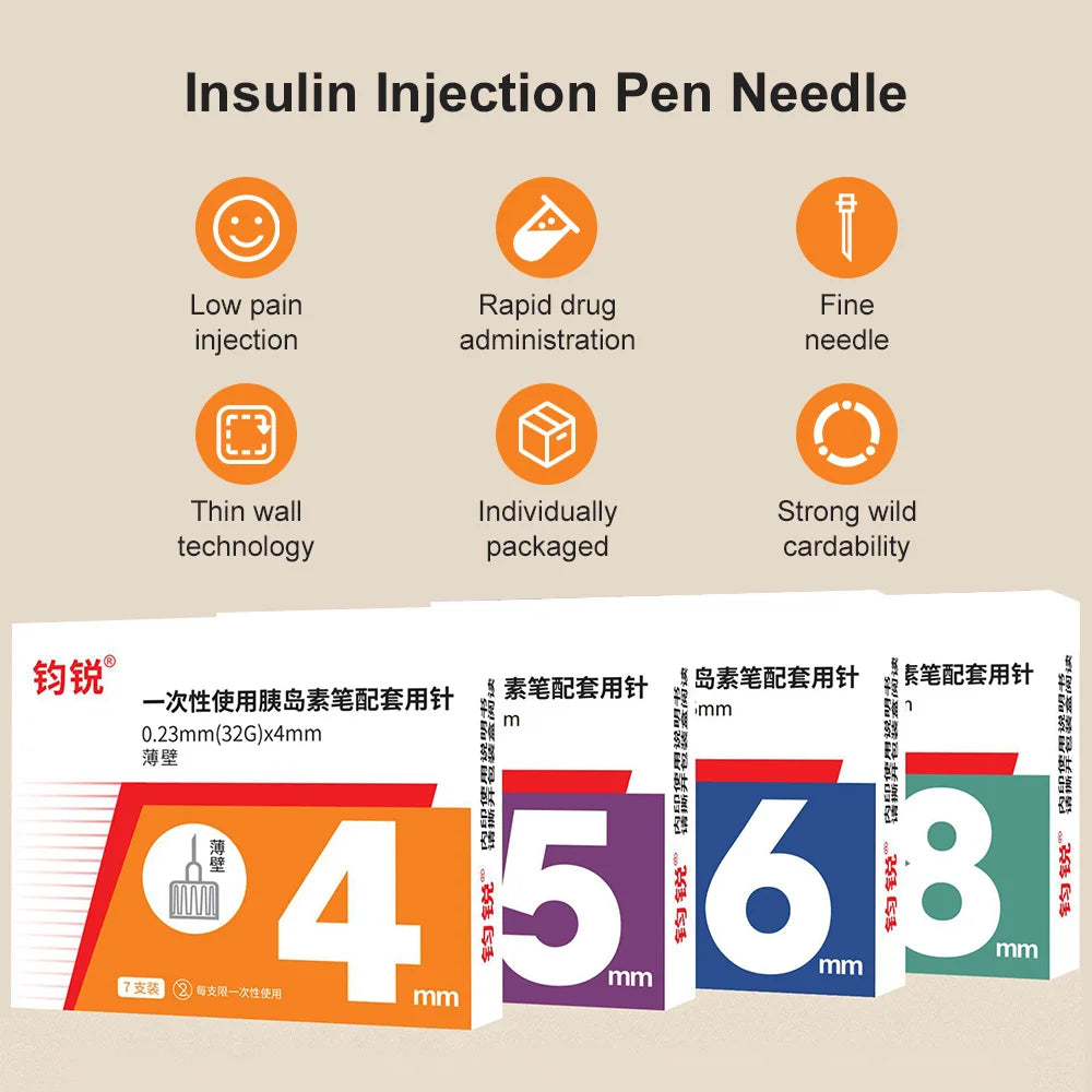 100-500PCS Sterile Insulin Pen Needles 4/5/6/8mm Universal Fit All Insulin Pens Low Pain Diabetic Blood Glucose Management Peaceful Pleasures Health and Wellness