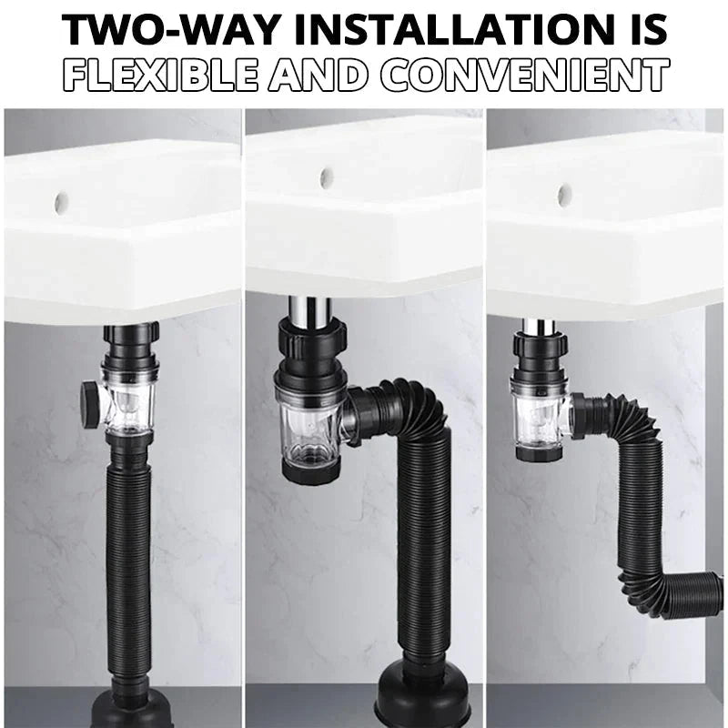 Flip-Top Anti-Odor Sink Drain Set | Flexible Anti-Clog Pipe