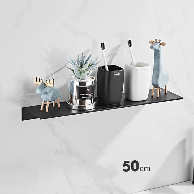Modern Brushed Metal Dual Tier Bathroom Wall Shelf | Gold Black
