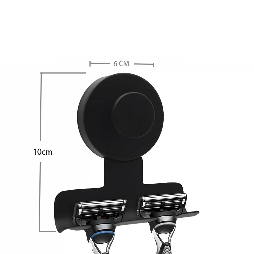 3-Hook Suction Cup Razor Holder for Shower – Stainless Steel Shower Razor Holder Peaceful Pleasures Health and Wellness Short-Black