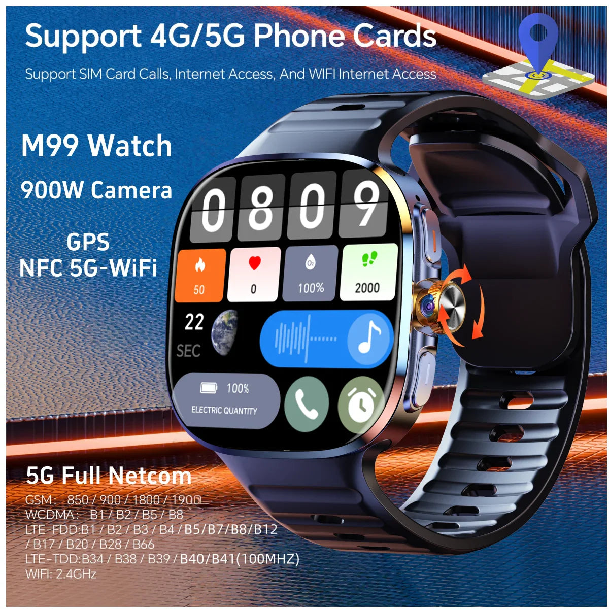 Zestbolt M99 4G Android Smartwatch – SIM, GPS, AMOLED, 8MP Camera
