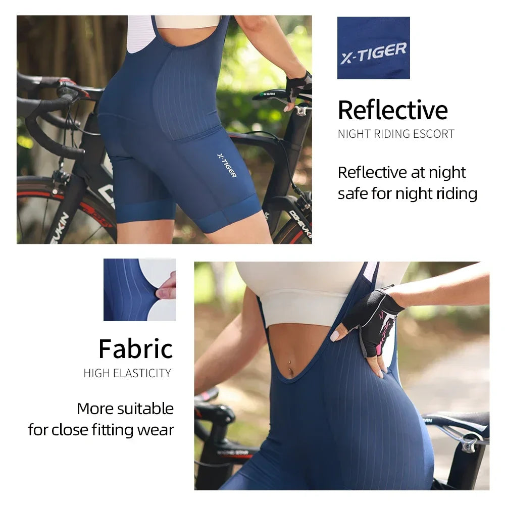 X-TIGER Women's Cycling Bib Shorts – Breathable, ST-MULTI Pad