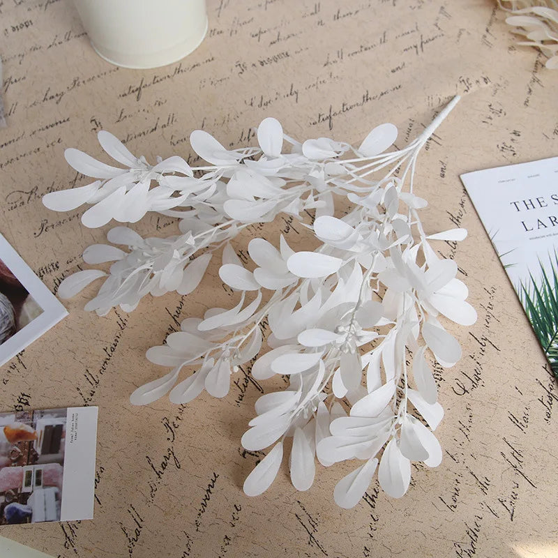 Silk Artificial Willow Bouquet | Fake Green Leaves for Home & Wedding