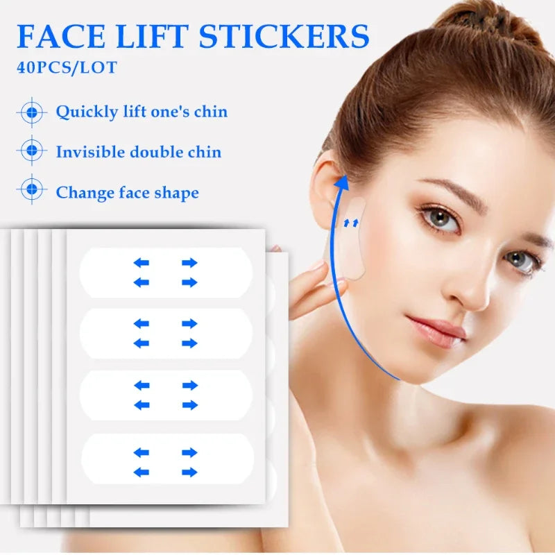 40-120PCS V-Shape Face Wrinkle Sagging Skin Adhesive Tape Lifting Face Stickers Invisible Transparent Thin Face Patche Lift Tool Peaceful Pleasures Health and Wellness