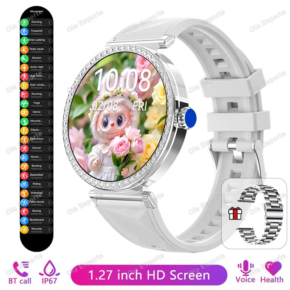 Smartwatch Luxury Fashion Female Physiological Reminder Bluetooth Music Women's Fashion Smart Watch Holiday Gift 2026 New HW12 Peaceful Pleasures Health and Wellness Silver18Szstrap