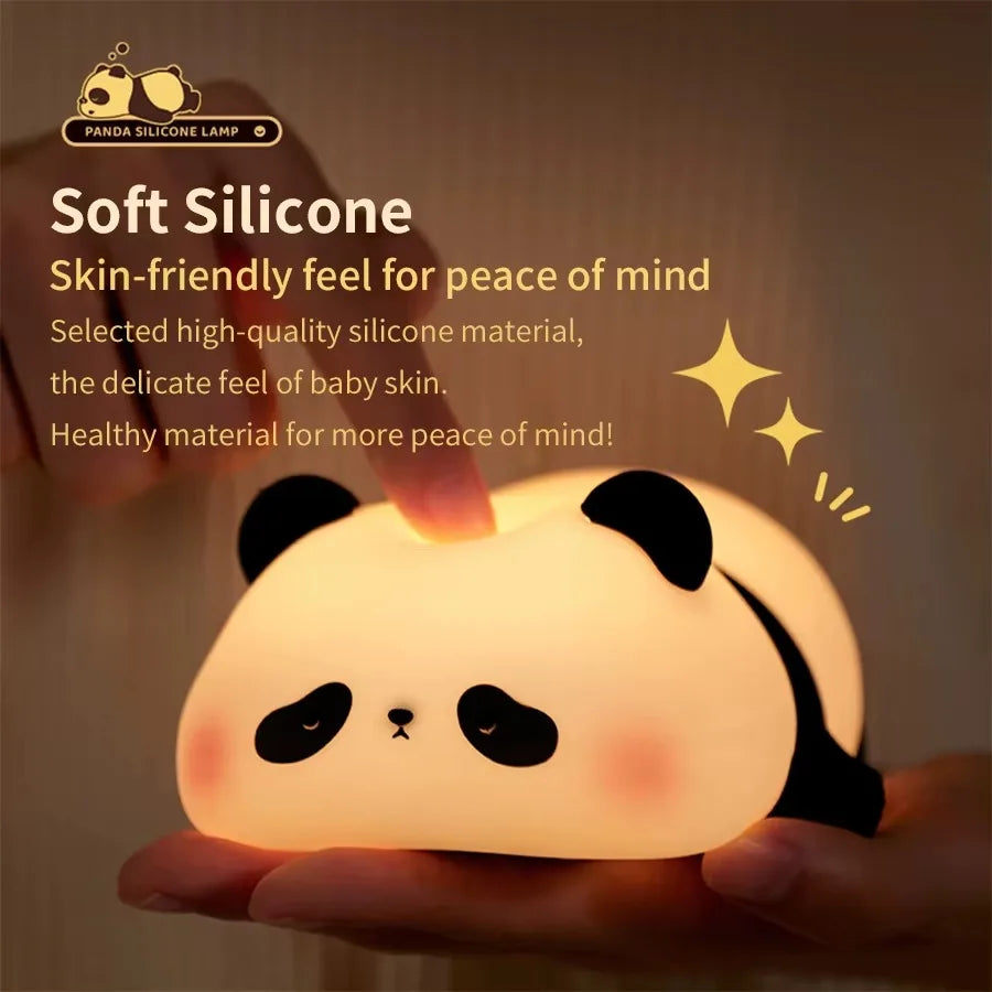 Rechargeable Sensor Touch Night Lights Cute Panda Silicone Lamp LED Dimming Lamp Bedside Decor Kids Night Light Birthday Gift Peaceful Pleasures Health and Wellness