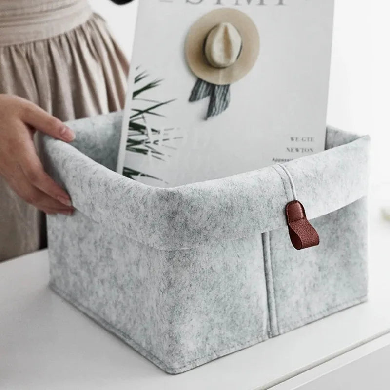 Felt Storage Basket | Foldable Organizer Bin – Home, Dorm & Office